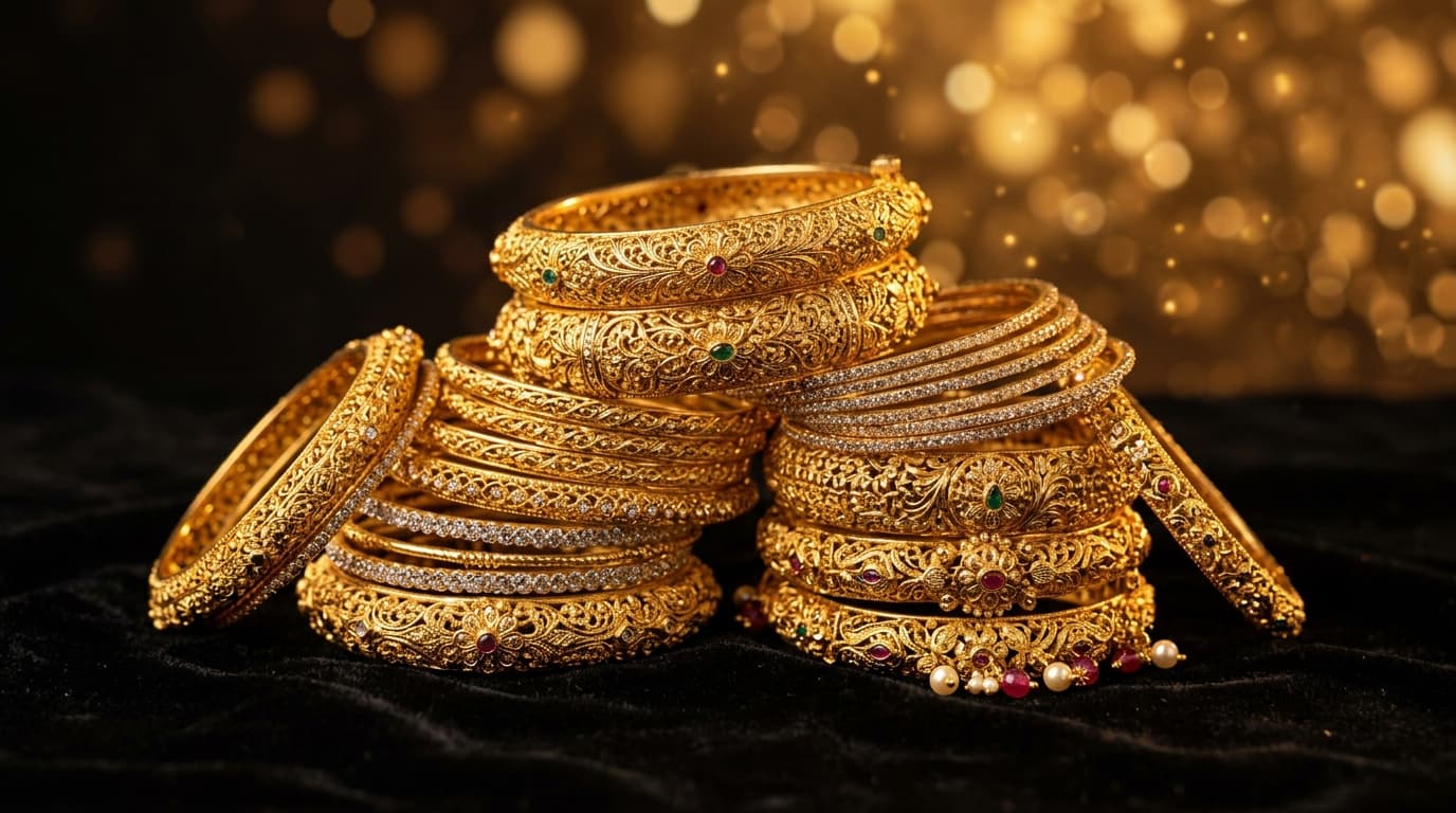 24K Gold Filigree Traditional Bangle Sets